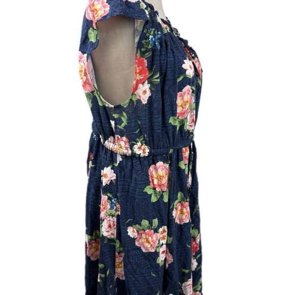 Torrid Navy Blue challis tie front skater dress size 1-1X/14-16 - Picture 3 of 12